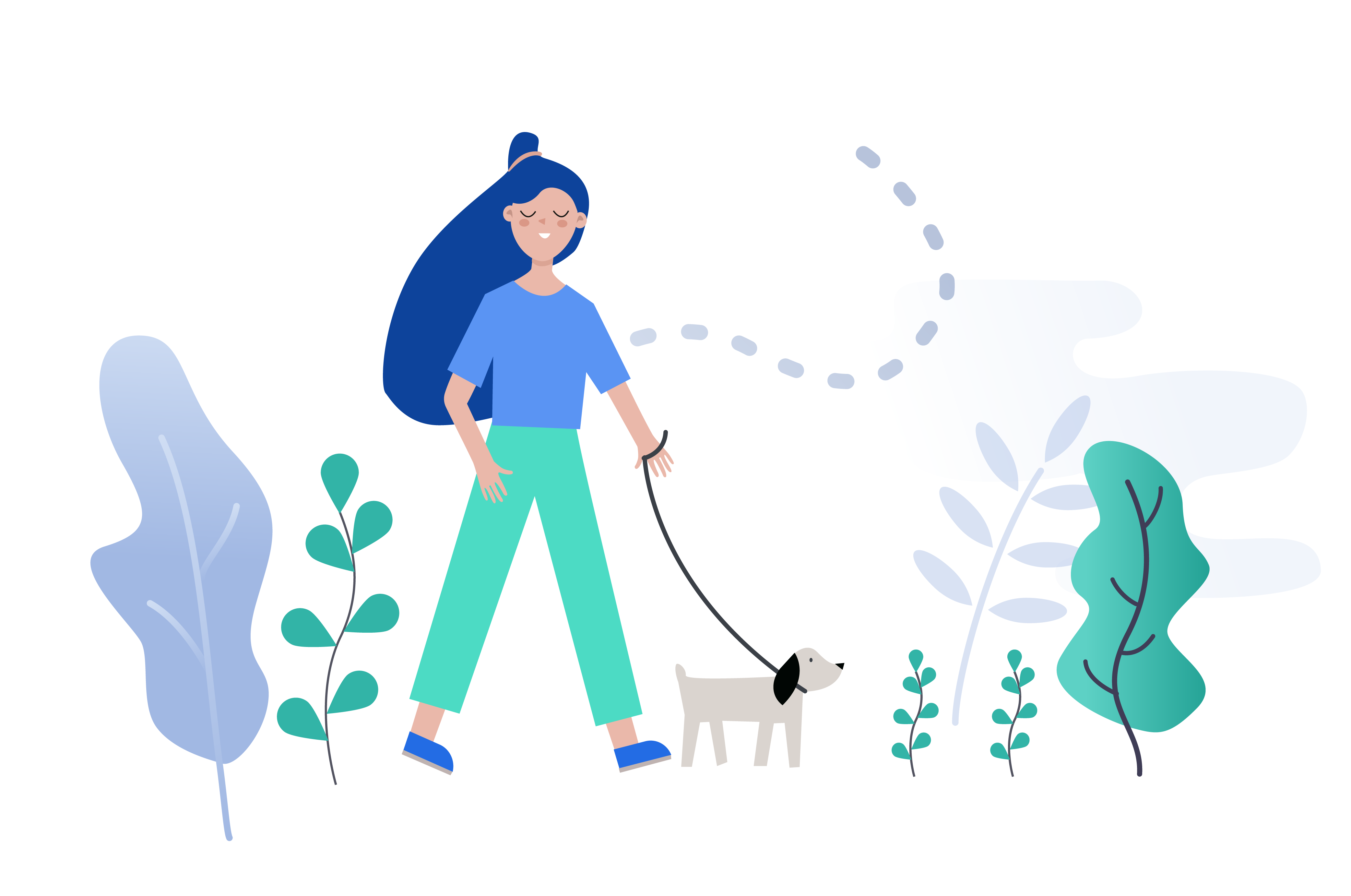 Woman walking a dog